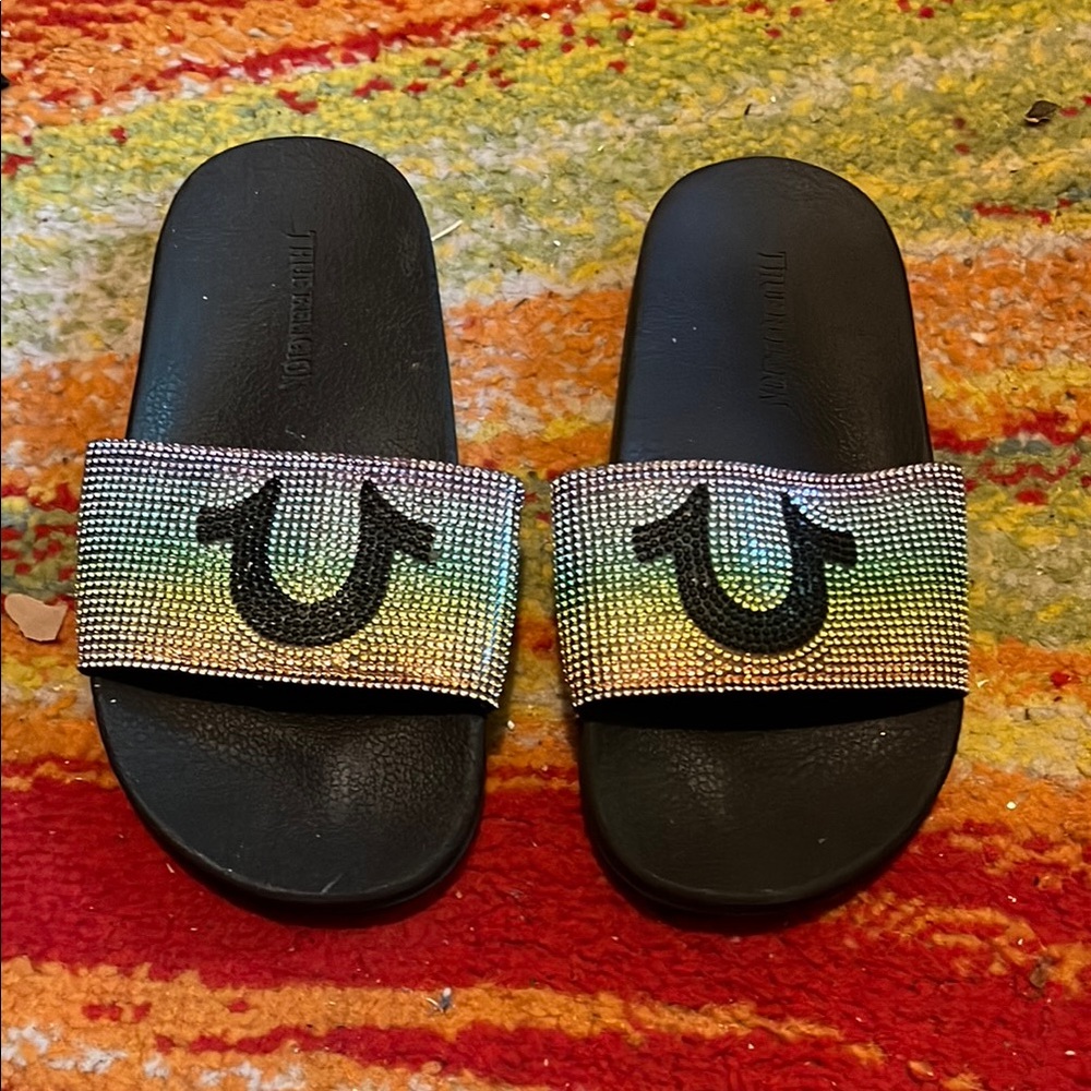 True Religion Kids Slide Sandals - Black and Multicolor